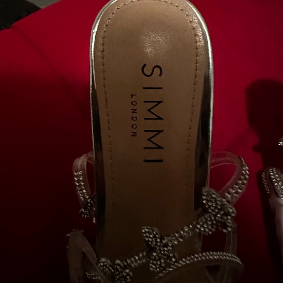 Simmi London BEATRIZ CLEAR SILVER IRIDESCENT BUTTERFLY HIGH HEELS - Picture 5 of 7